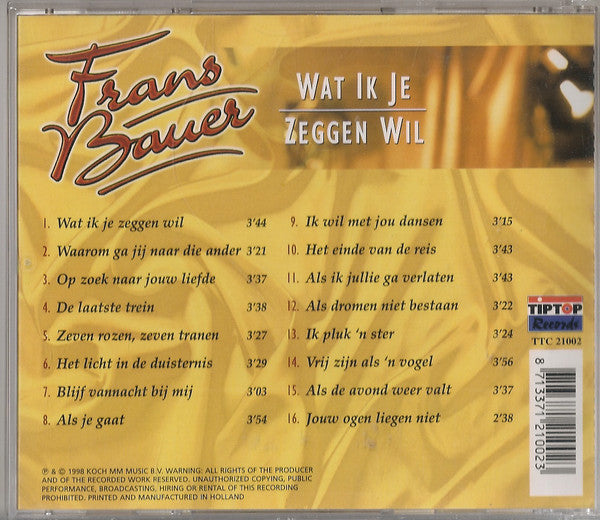 R-1186512-1586430755-9469.jpg Frans Bauer - Wat Ik Je Zeggen Wil (CD) - Afbeelding 2