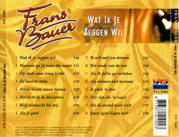 R-1186512-1687857271-6586.jpg Frans Bauer - Wat Ik Je Zeggen Wil (CD) - Afbeelding 2