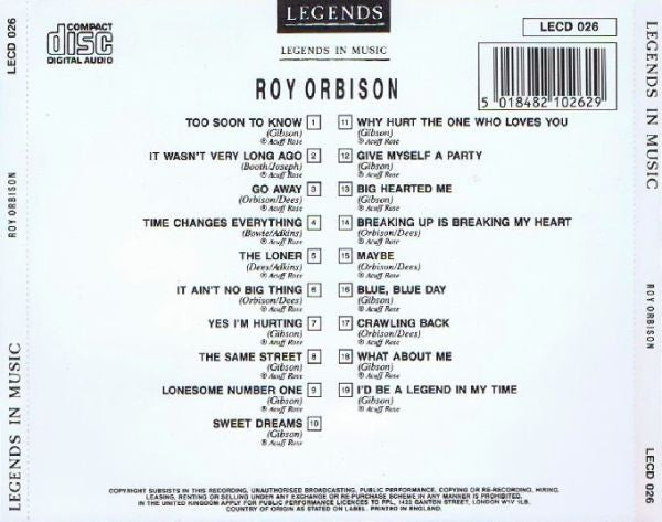R-14687474-1579639754-1780.jpg Roy Orbison - Legends In Music (CD) - Afbeelding 2