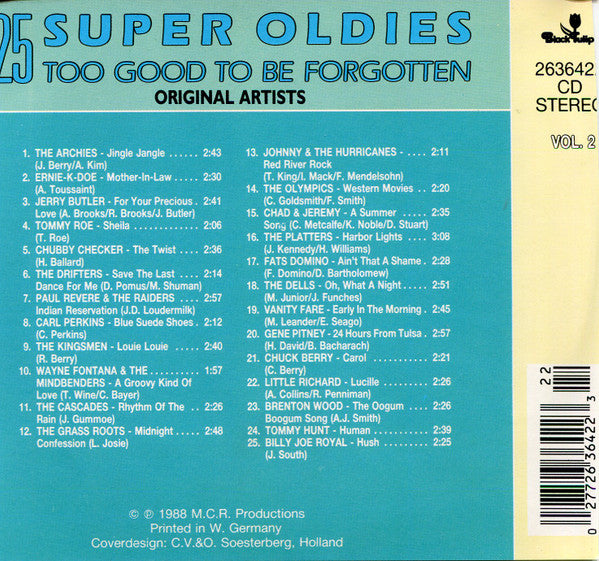 R-1819876-1658714483-7910.jpg Various - 25 Super Oldies Vol. 2 - Too Good To Be Forgotten (CD) - Afbeelding 2