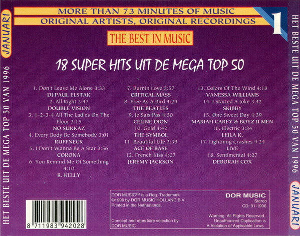 R-1963677-1616756132-7710.jpg Various - Het Beste Uit De Mega Top 50 1996 Van Volume 1 Januari (CD) - Afbeelding 2