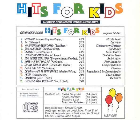R-3429778-1360334215-9605.jpg Hits For Kids - Hits For Kids - 14 Nieuw Opgenomen Nederlandse Hits (CD) - Afbeelding 2