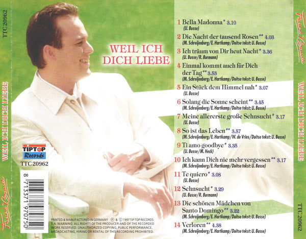 R-4847694-1649352868-2147_d360ee43-f03a-4155-8084-9b7f3beccbf9.jpg Frans Bauer - Weil Ich Dich Liebe (CD) - Afbeelding 2